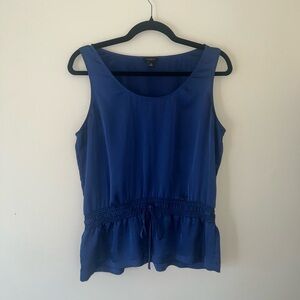 Ann Taylor Royal Blue Sleeveless Drawstring Peplum Top